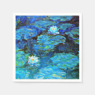 Servilleta De Papel Lirios de agua azules, pintura de arte fino