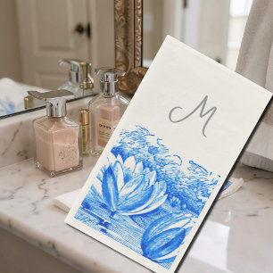 Servilleta De Papel lirios de agua vintage - azul monogramado