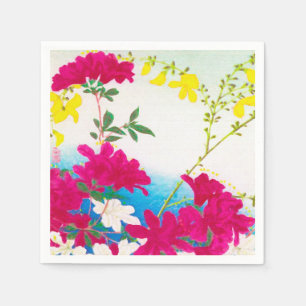 Servilleta De Papel Lirios de día japoneses - magenta, azul amarillo