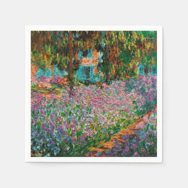 Servilleta De Papel Lirios jardín de Monet Giverny flores (Anverso)