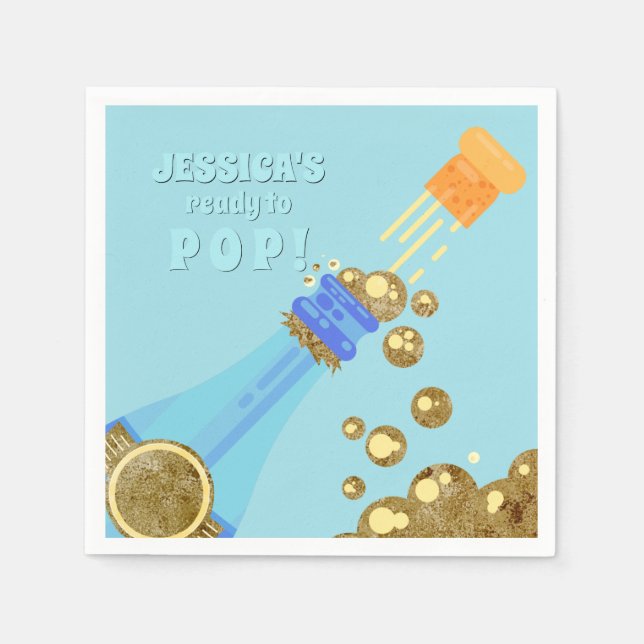 Servilleta De Papel Listo para comprar champán de oro, ducha azul (Anverso)