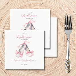 Servilleta De Papel Little Ballerina Pink Bow Chica Baby Shower