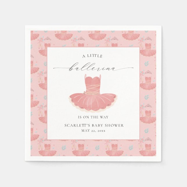 Servilleta De Papel Little Ballerina Tutu Chica Baby Shower Napkins (Anverso)