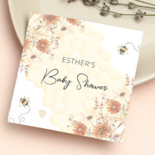 Servilleta De Papel Little Bee Honey Boho Wildflower Baby Shower
