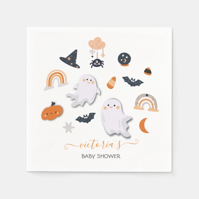 Servilleta De Papel Little Boo Halloween Baby Shower (Anverso)