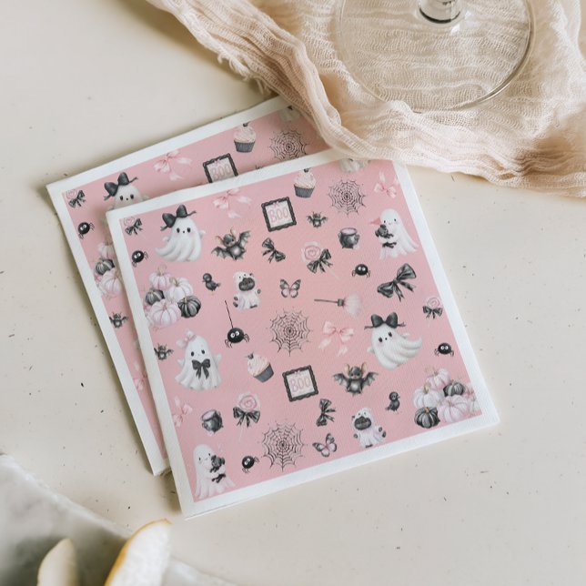 Servilleta De Papel Little Boo Halloween Pink Baby Shower (Subido por el creador)