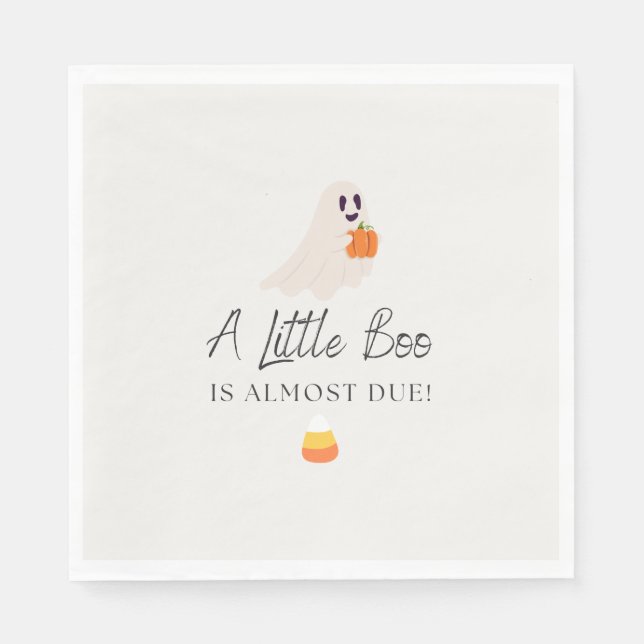 Servilleta De Papel Little Boo Is Almost Due Halloween Baby Shower (Anverso)