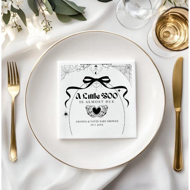 Servilleta De Papel Little Boo Minimal Gothic Halloween Baby Shower (Subido por el creador)