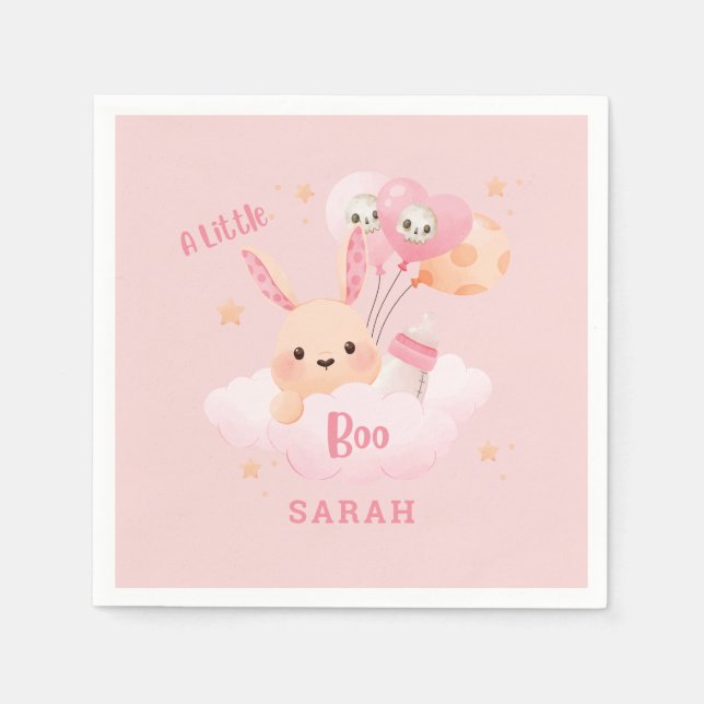 Servilleta De Papel Little Boo Pink Halloween Baby Shower (Anverso)