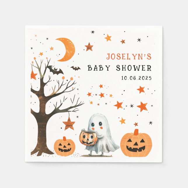 Servilleta De Papel Little BOO Star Pattern Halloween Baby Shower (Anverso)