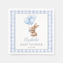 Servilleta De Papel Little Bunny Blue Balloons Boy Baby Shower