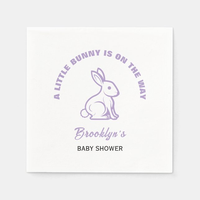 Servilleta De Papel Little Bunny Easter Baby Shower White Purple Guay (Anverso)