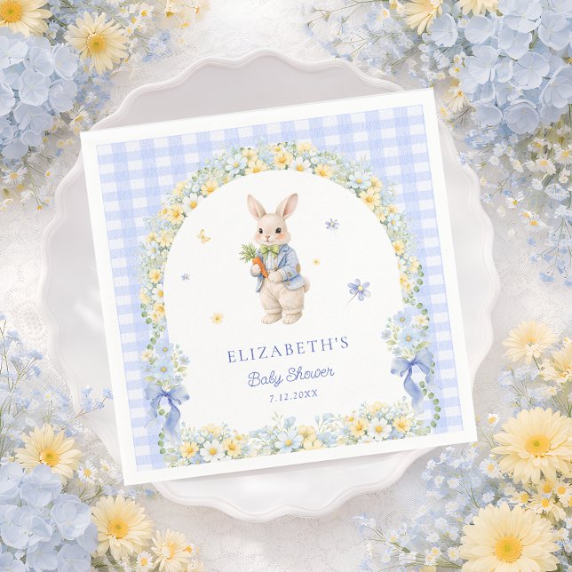 Servilleta De Papel Little Bunny Gingham Boy Baby Shower (Subido por el creador)