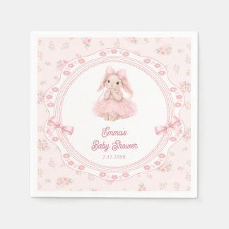 Servilleta De Papel Little Bunny Pink Floral Girl Baby Shower
