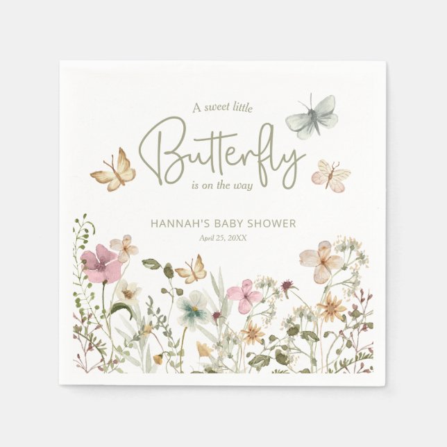 Servilleta De Papel Little Butfly Boho Baby Shower (Anverso)