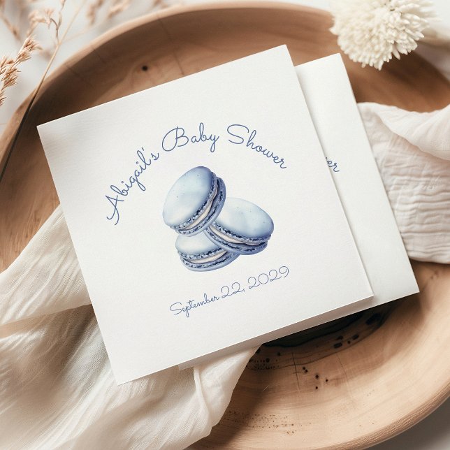 Servilleta De Papel Little Cookie Blue French Macarons Boy Baby Shower (Subido por el creador)