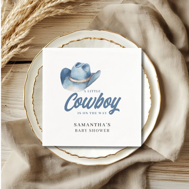 Servilleta De Papel Little Cowboy Blue Western Boy Baby Shower  (Subido por el creador)