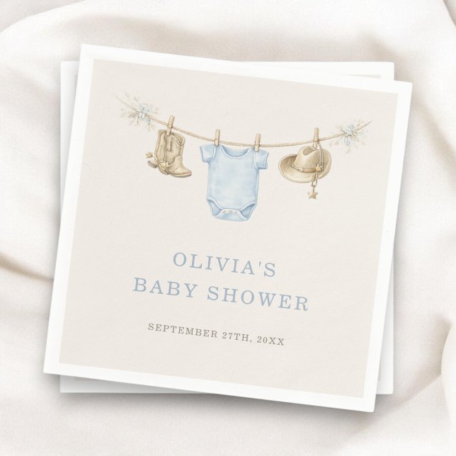 Servilleta De Papel Little Cowboy Clothesline Baby Shower Party (Subido por el creador)