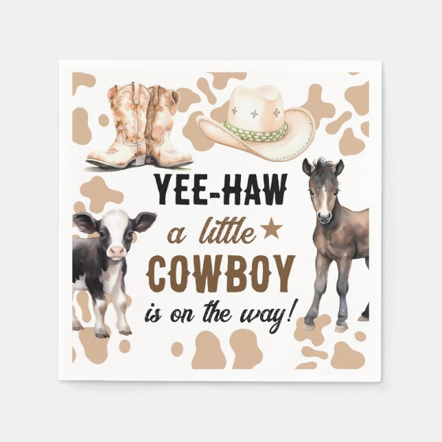 Servilleta De Papel Little Cowboy Rodeo Baby Shower (Anverso)