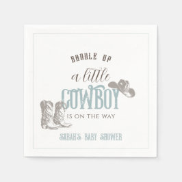 Servilleta De Papel Little Cowboy Western Blue Boy Baby Shower