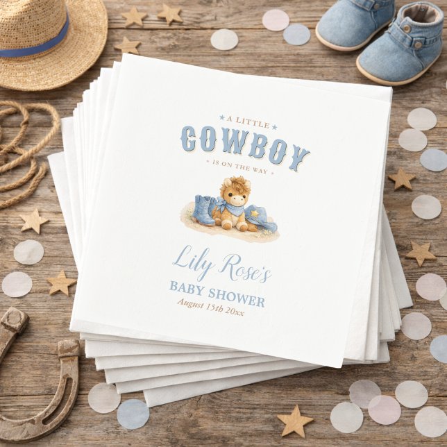 Servilleta De Papel Little Cowboy Western Boy Baby Shower  (Subido por el creador)