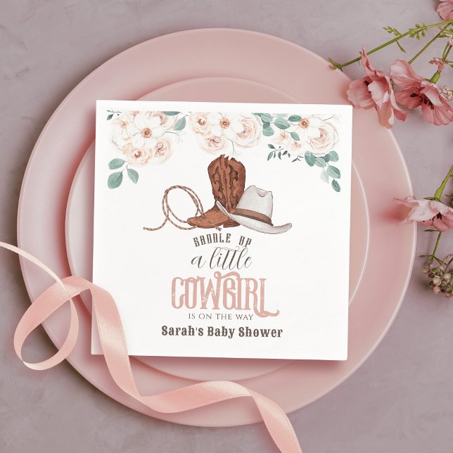 Servilleta De Papel Little Cowgirl Western Floral Girl Baby Shower (Subido por el creador)