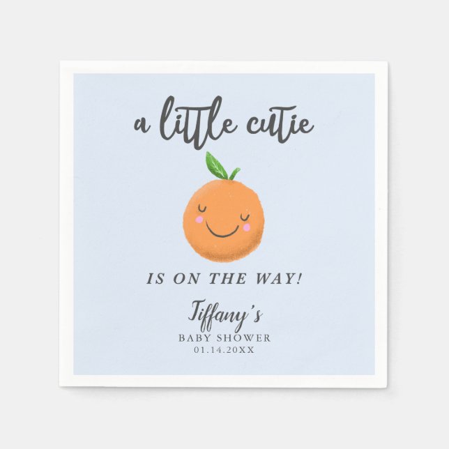 Servilleta De Papel Little Cutie Boy Baby Shower Clementine (Anverso)