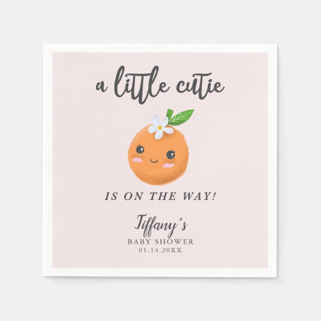 Servilleta De Papel Little Cutie Chica Baby Shower Clementine (Anverso)