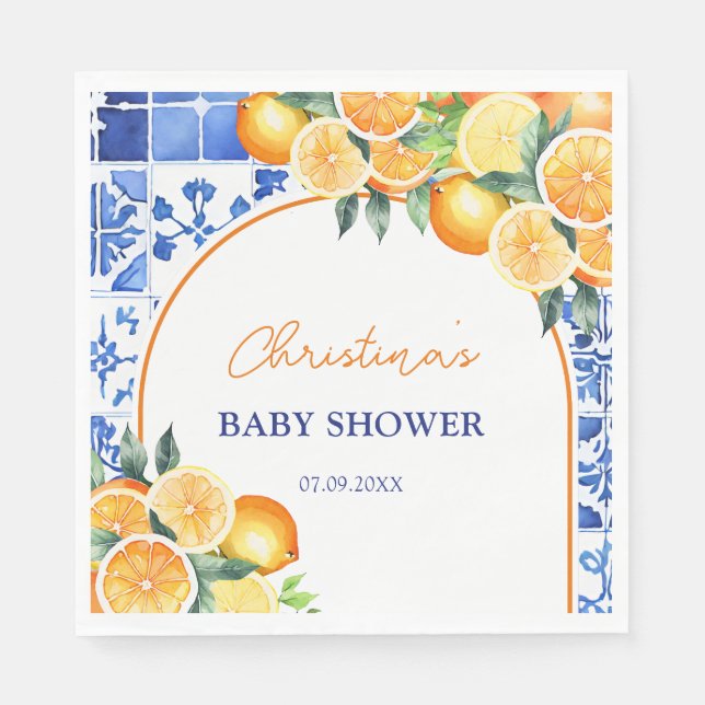 Servilleta De Papel Little Cutie Citrus Baby Shower (Anverso)