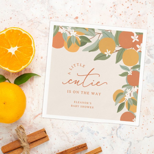 Servilleta De Papel Little Cutie Citrus Naranjas Baby Shower (a little cutie citrus orange baby shower napkins)