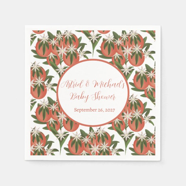 Servilleta De Papel Little Cutie Clementine | Citrus Baby Shower (Anverso)