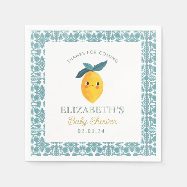 Servilleta De Papel Little Cutie Lemon Citrus Baby Shower (Anverso)