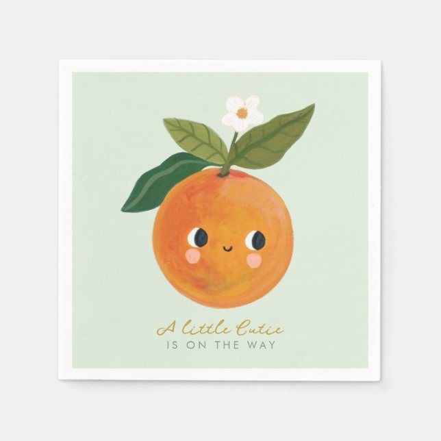 Servilleta De Papel Little Cutie Naranja Baby Shower (Anverso)