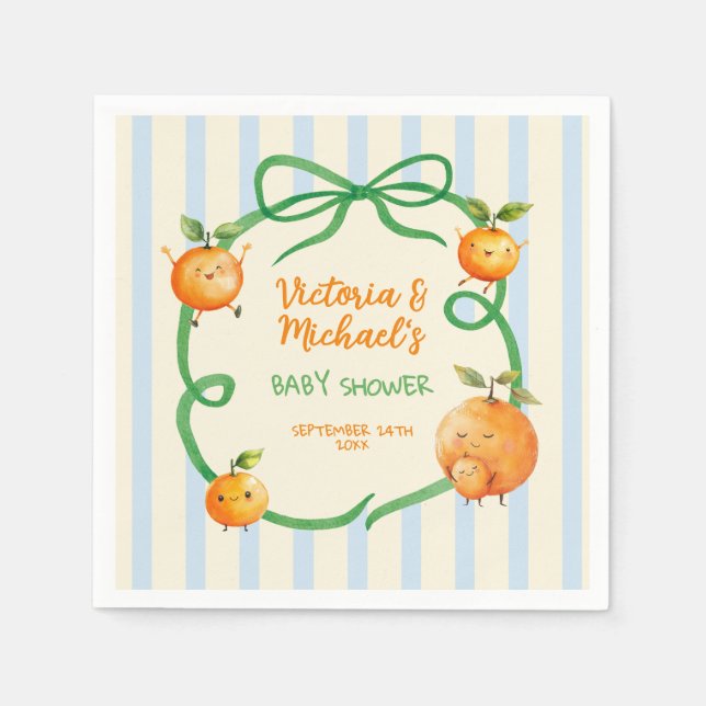 Servilleta De Papel Little Cutie Naranja Baby Shower (Anverso)