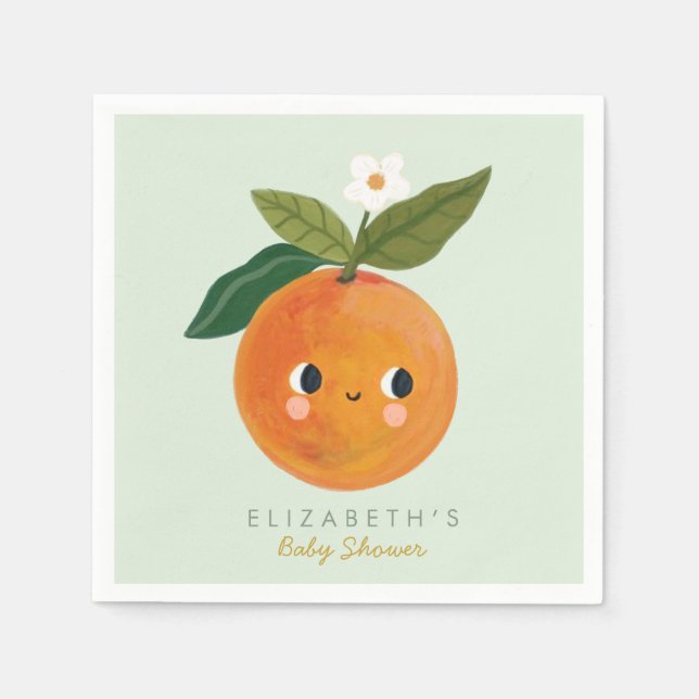 Servilleta De Papel Little Cutie Naranja Baby Shower (Anverso)