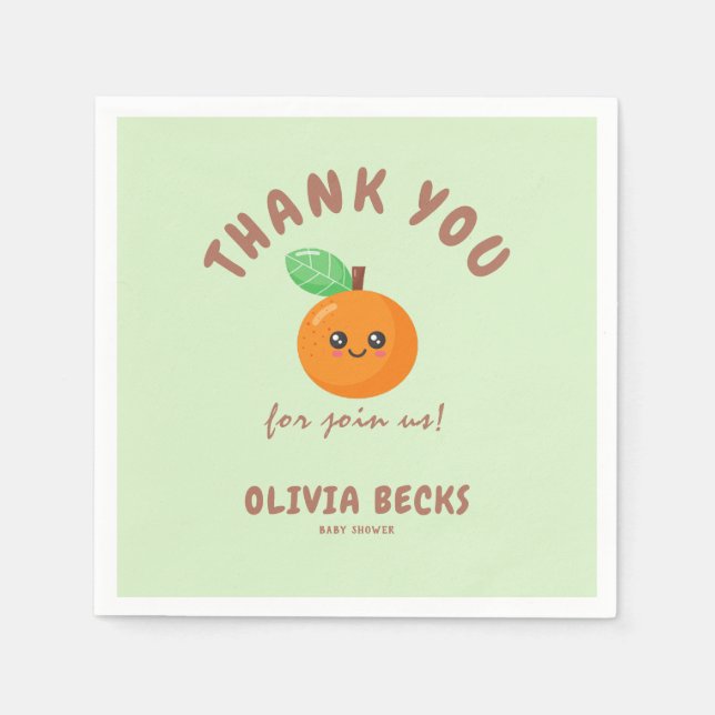 Servilleta De Papel Little Cutie Naranja Baby Shower (Anverso)