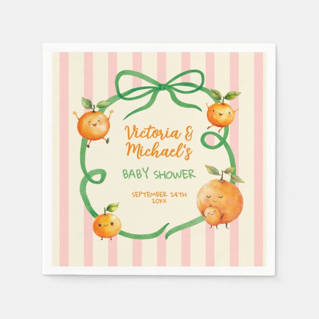 Servilleta De Papel Little Cutie Naranja Baby Shower (Anverso)