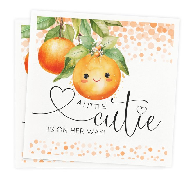 Servilleta De Papel Little Cutie Naranja Citrus Baby Shower (Sweet little cutie baby shower napkins.)