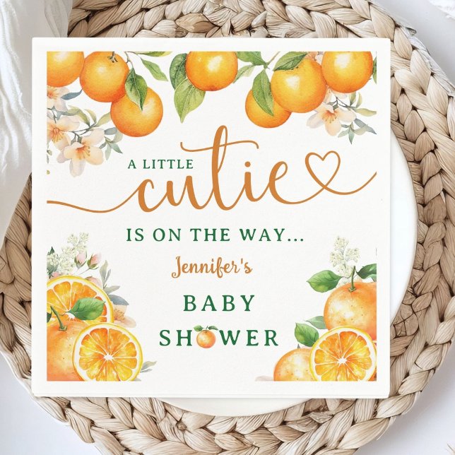 Servilleta De Papel Little Cutie Naranja Citrus Baby Shower (Subido por el creador)