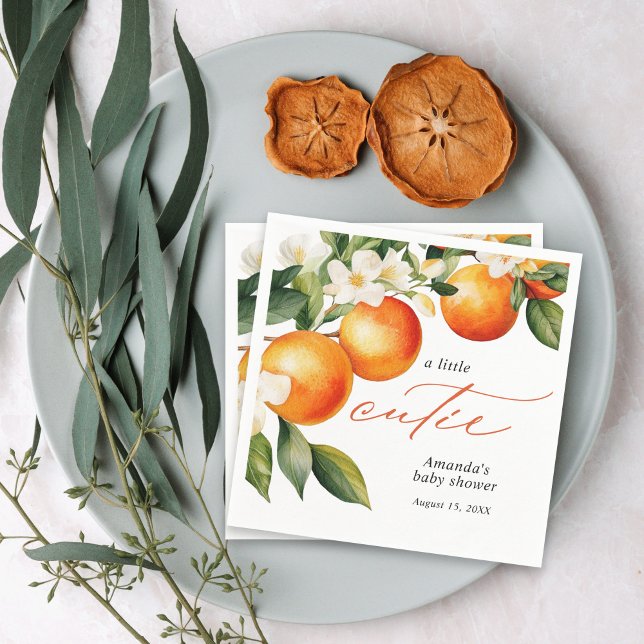 Servilleta De Papel Little Cutie Naranja Clementine Baby Shower (Subido por el creador)