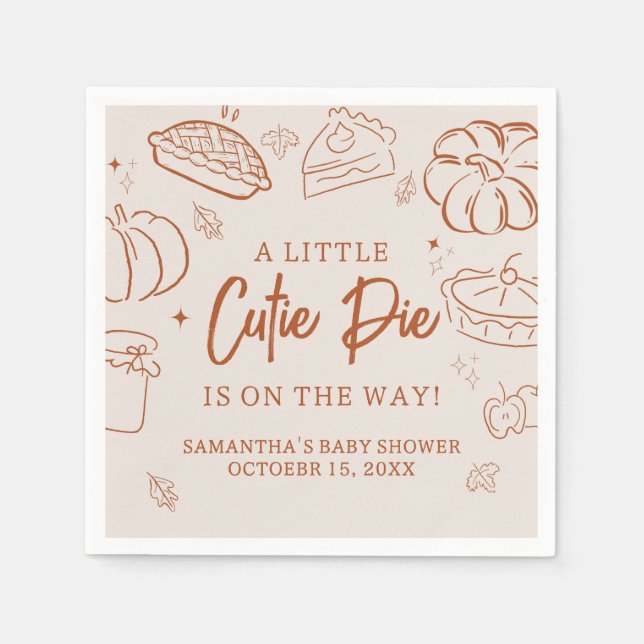 Servilleta De Papel Little Cutie Pie Fall Baby Shower (Anverso)