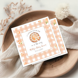 Servilleta De Papel Little Cutie Pie Fall Pumpkin Gingham Baby Shower