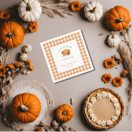 Servilleta De Papel Little Cutie Pie Fall Pumpkin Gingham Baby Shower
