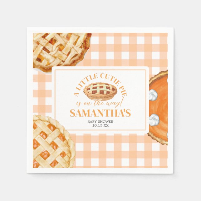 Servilleta De Papel Little Cutie Pie Gingham Baby Shower (Anverso)