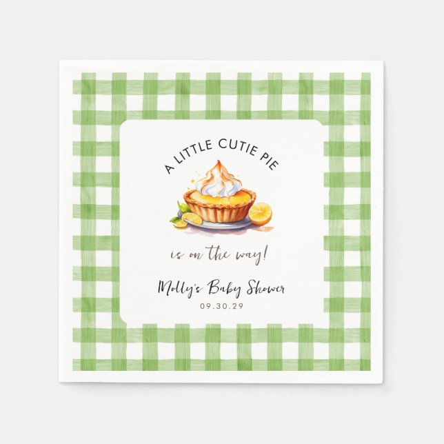 Servilleta De Papel Little Cutie Pie Gingham Baby Shower (Anverso)