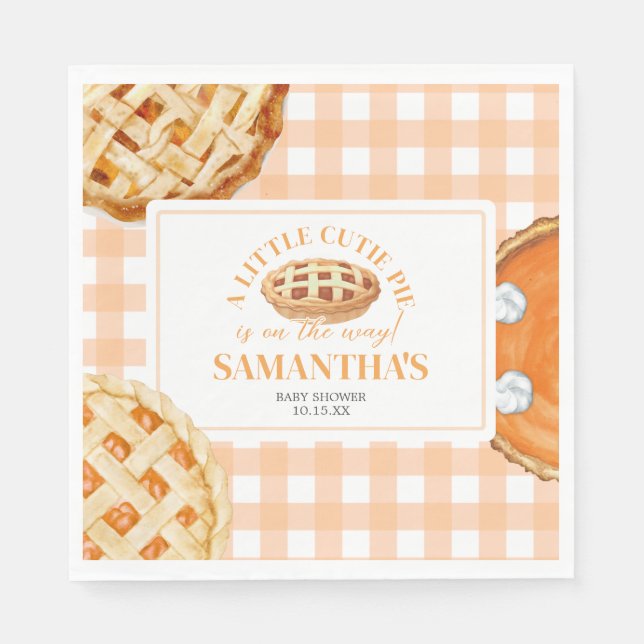 Servilleta De Papel Little Cutie Pie Gingham Baby Shower (Anverso)