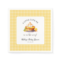 Little Cutie Pie Lemon Gingham Baby Shower Napkins
