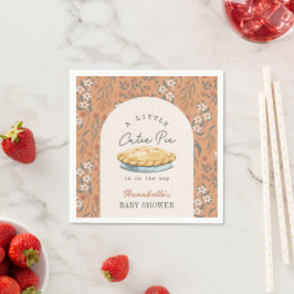 Servilleta De Papel Little Cutie Pie Naranja Floral Baby Shower