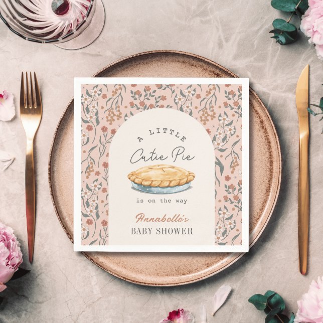 Servilleta De Papel Little Cutie Pie Pink Floral Baby Shower (Subido por el creador)