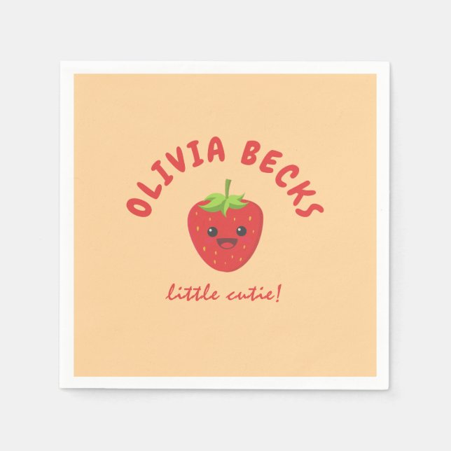 Servilleta De Papel Little Cutie Strawberry Baby Shower (Anverso)